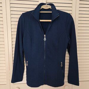 Blue Cotton Zip Jacket with Silver Hardware - Size S